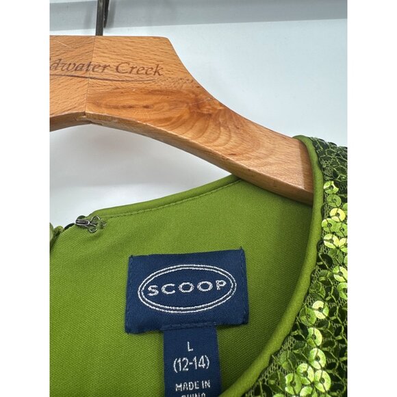 Scoop Green Sequin Long Sleeve Dress womens size large grinch party - Picture 3 of 7
